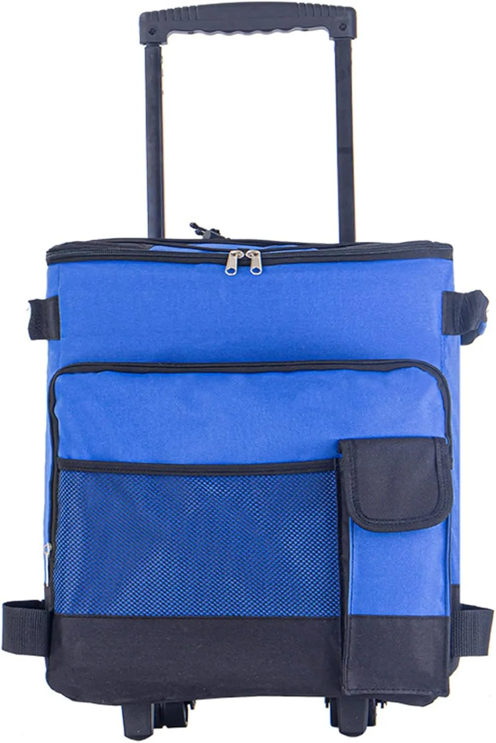 Rolling Cooler, 43L Large Cooler, Insulated Cool Bag Blue, Leakproof Cooler Trolley for Outdoor, Low Noise Rolling Cooler, Collapsible Rolling Cooler, Cooler with Wheels and Pull