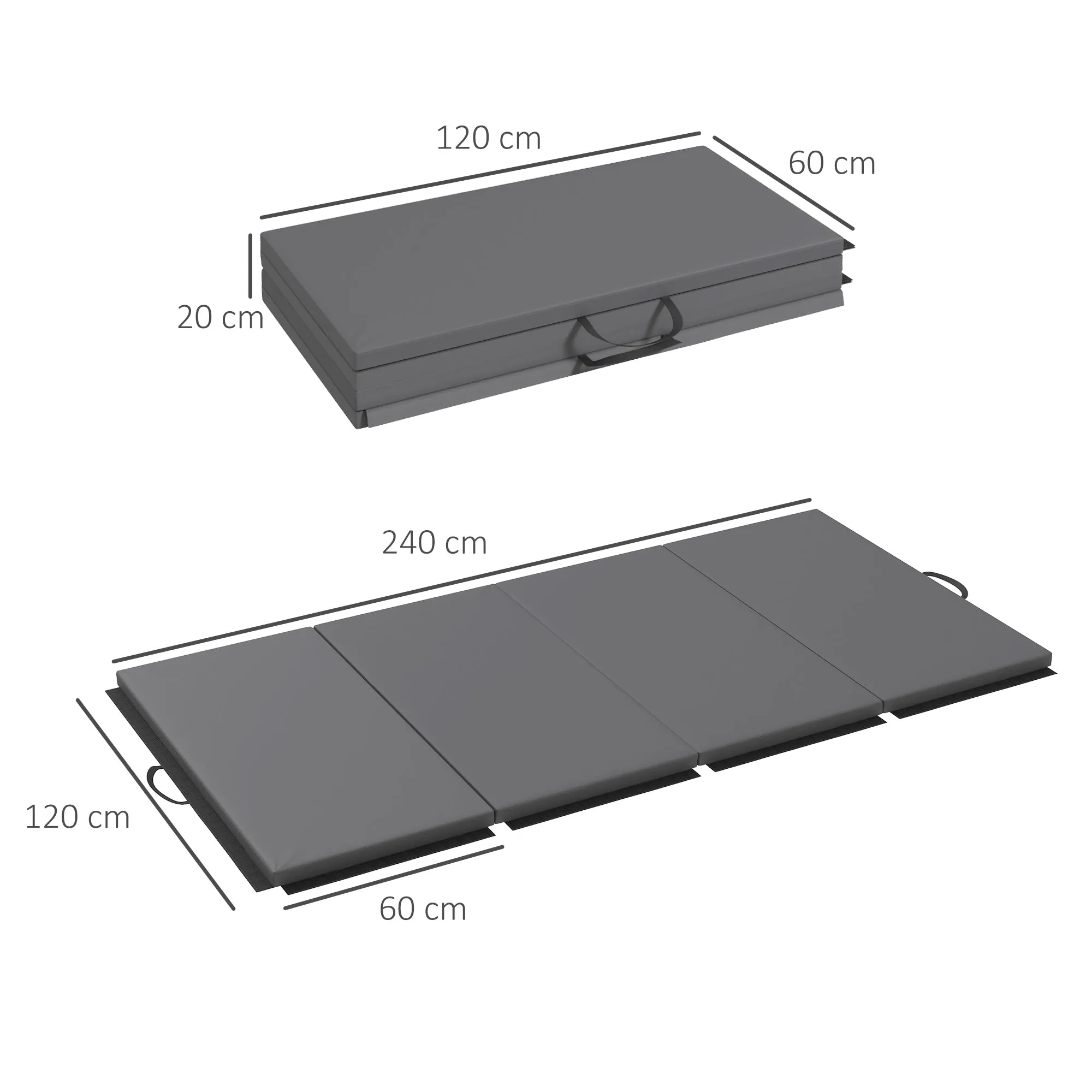 Rootz Gymnastics Mat - Yoga Mat - Pilates Mat - Shock Absorption, Foldable, Easy Transport - 240 x 120 x 5 cm