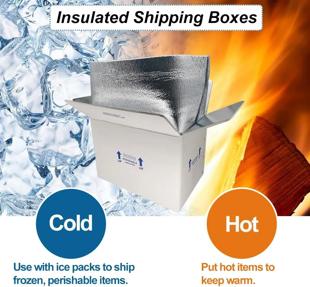 ROTCH Insulated Shipping Boxes with Liners, 4 Pack 15x10x11'', Small Cold Shipping Box Coolers for Perishable Frozen Food, White (T151011-4L-W)