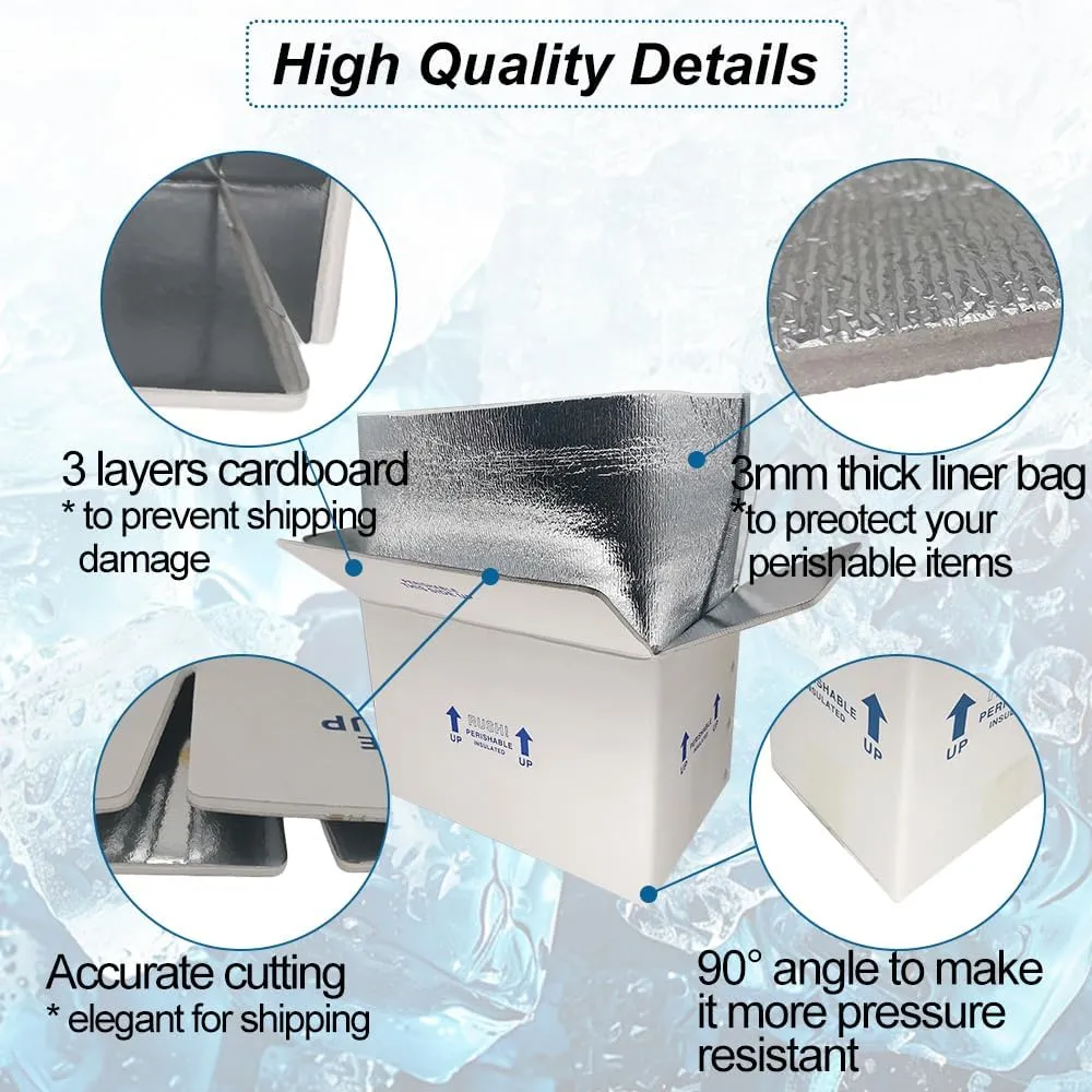 ROTCH Insulated Shipping Boxes with Liners, 4 Pack 15x10x11'', Small Cold Shipping Box Coolers for Perishable Frozen Food, White (T151011-4L-W)