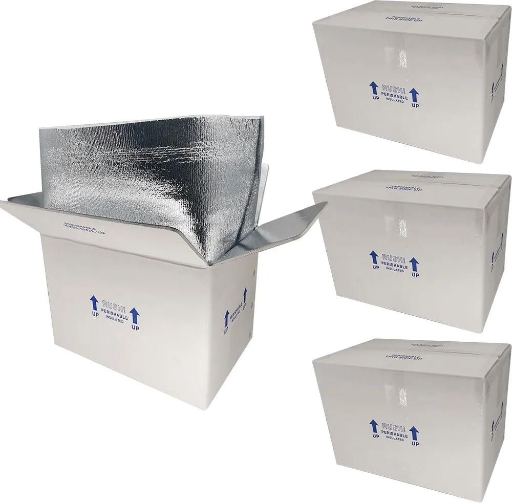 ROTCH Insulated Shipping Boxes with Liners, 4 Pack 15x10x11'', Small Cold Shipping Box Coolers for Perishable Frozen Food, White (T151011-4L-W)