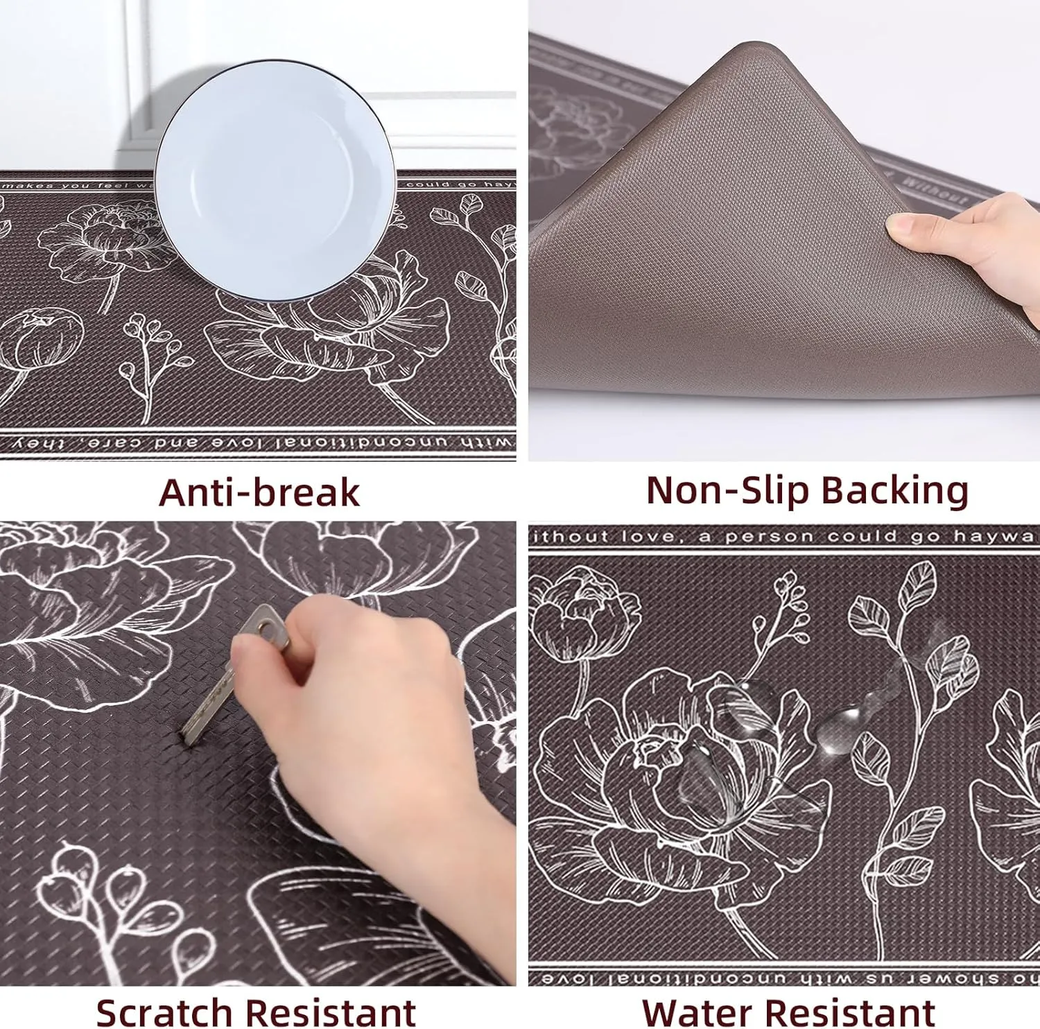 ROTTOGOON Kitchen Floor Mat Set of 2, Cushioned Anti Fatigue Kitchen Mat 17"x59" 17"x29", Non-Slip Waterproof Kitchen Rug, Premium PVC Comfort Kitchen Mats and Rugs for Kitchen, Office, Home, Laundry