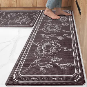 ROTTOGOON Kitchen Floor Mat Set of 2, Cushioned Anti Fatigue Kitchen Mat 17"x59" 17"x29", Non-Slip Waterproof Kitchen Rug, Premium PVC Comfort Kitchen Mats and Rugs for Kitchen, Office, Home, Laundry