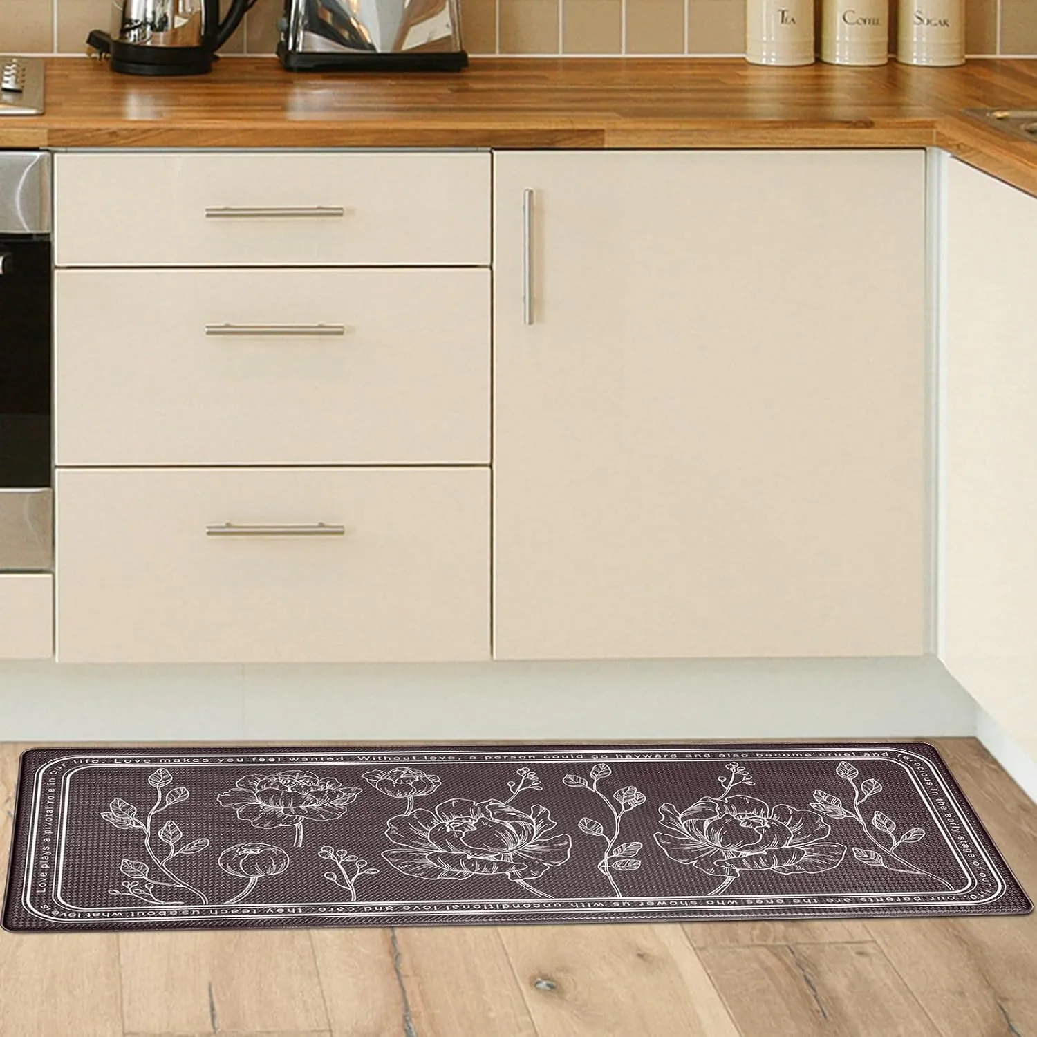 ROTTOGOON Kitchen Floor Mat Set of 2, Cushioned Anti Fatigue Kitchen Mat 17"x59" 17"x29", Non-Slip Waterproof Kitchen Rug, Premium PVC Comfort Kitchen Mats and Rugs for Kitchen, Office, Home, Laundry
