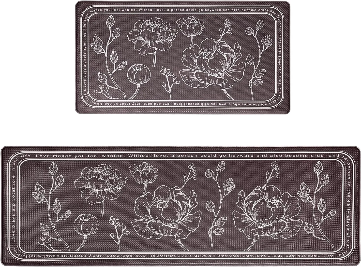 ROTTOGOON Kitchen Floor Mat Set of 2, Cushioned Anti Fatigue Kitchen Mat 17"x59" 17"x29", Non-Slip Waterproof Kitchen Rug, Premium PVC Comfort Kitchen Mats and Rugs for Kitchen, Office, Home, Laundry