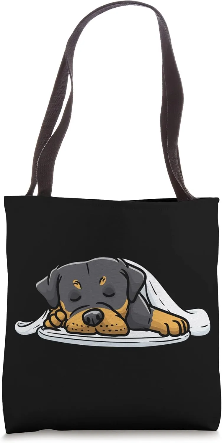 Rottweiler Dog Sleeping Napping Tote Bag