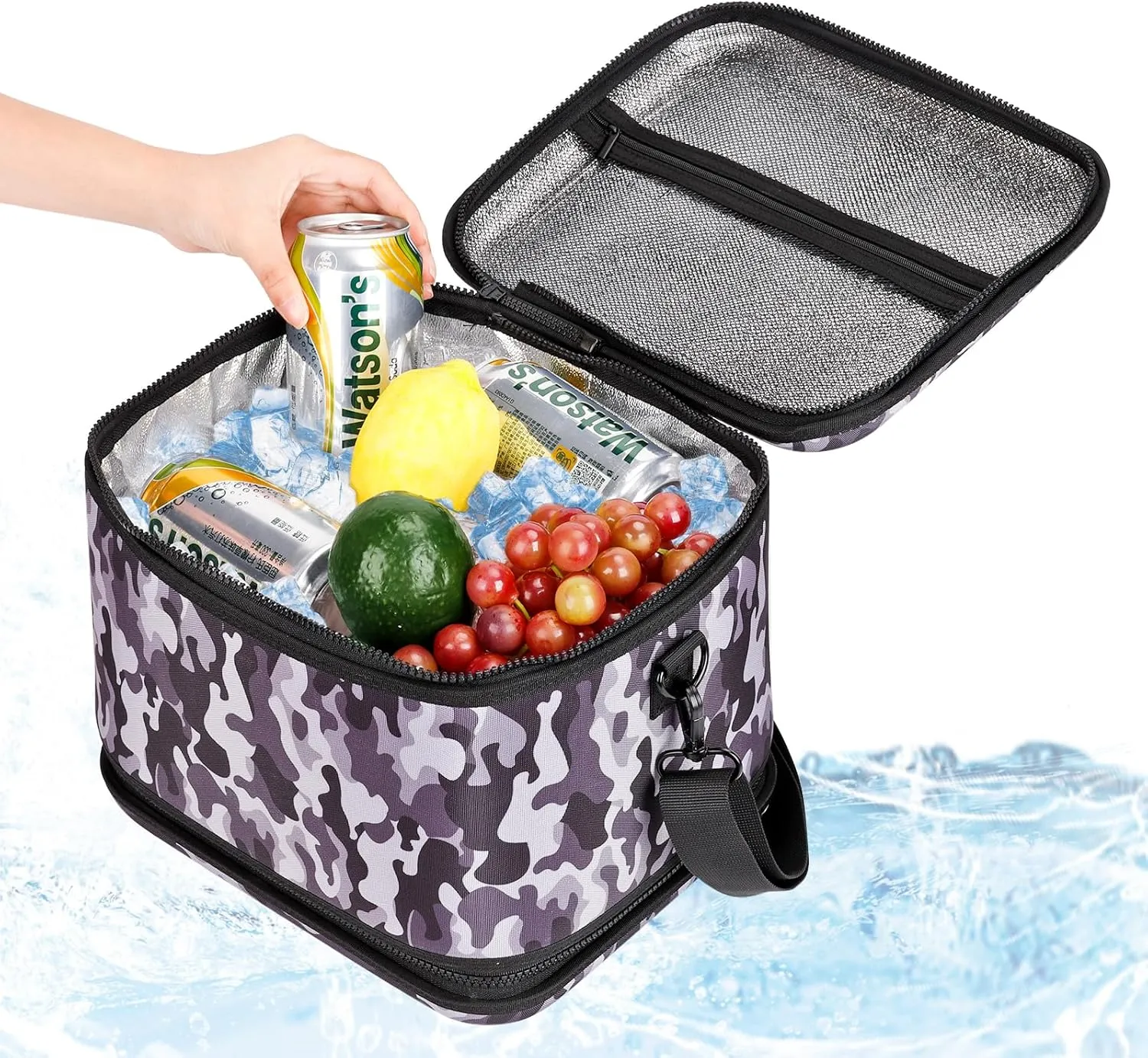 Round Cake Pie Dish Carrier Lunch Bag,Insulated Reusable Lunch Box for Office Work Picnic Beach,Leakproof Freezable Cooler Bag with Adjustable Shoulder Strap