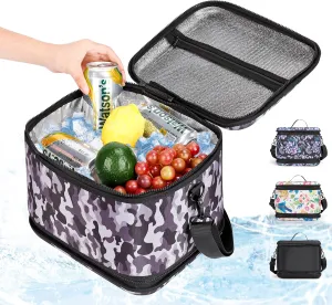 Round Cake Pie Dish Carrier Lunch Bag,Insulated Reusable Lunch Box for Office Work Picnic Beach,Leakproof Freezable Cooler Bag with Adjustable Shoulder Strap