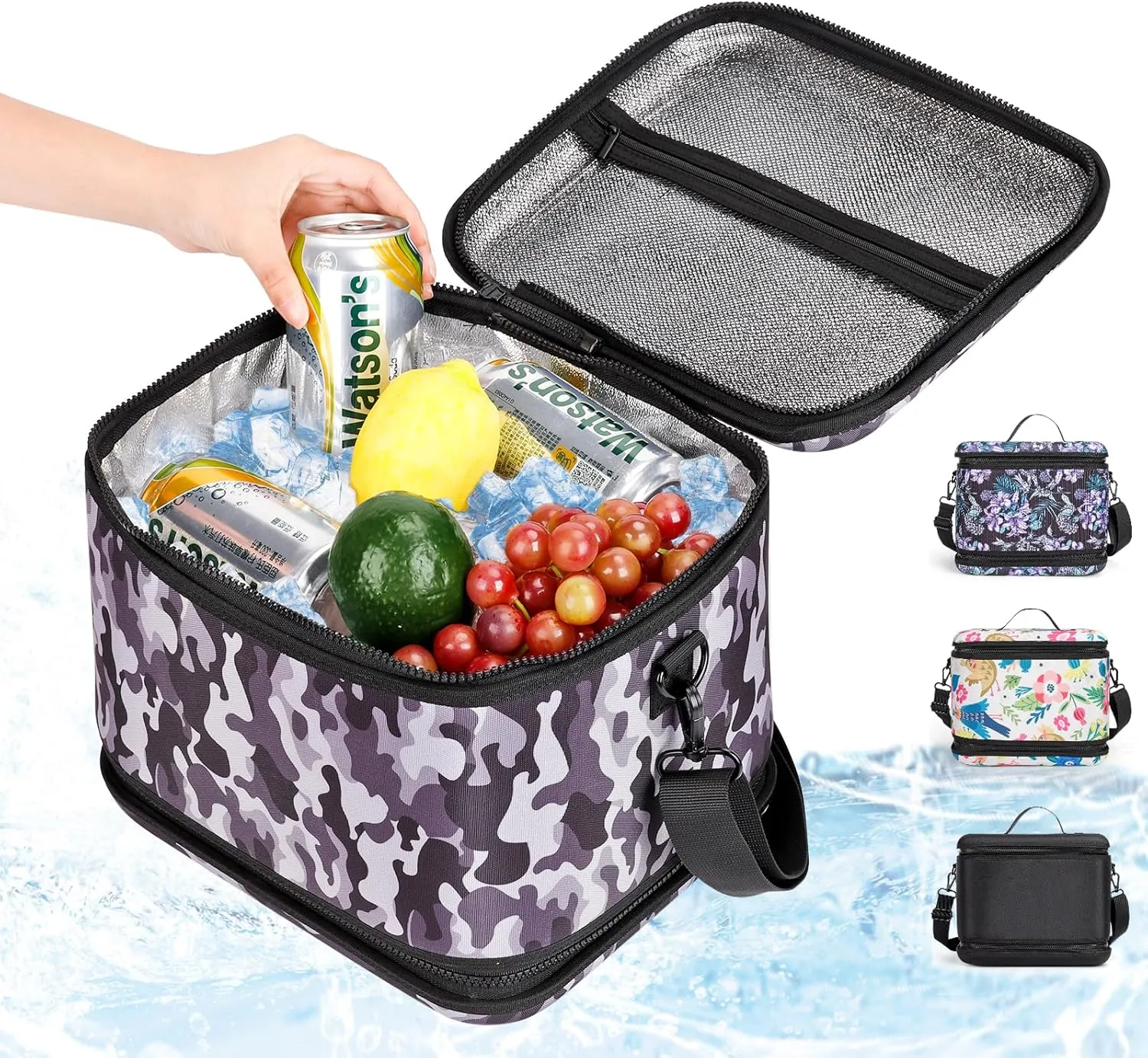 Round Cake Pie Dish Carrier Lunch Bag,Insulated Reusable Lunch Box for Office Work Picnic Beach,Leakproof Freezable Cooler Bag with Adjustable Shoulder Strap