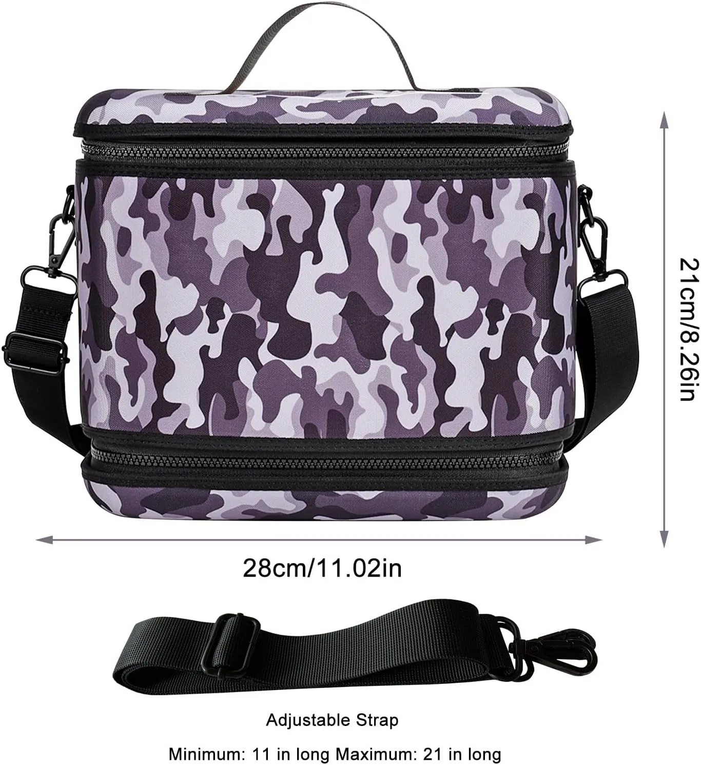 Round Cake Pie Dish Carrier Lunch Bag,Insulated Reusable Lunch Box for Office Work Picnic Beach,Leakproof Freezable Cooler Bag with Adjustable Shoulder Strap