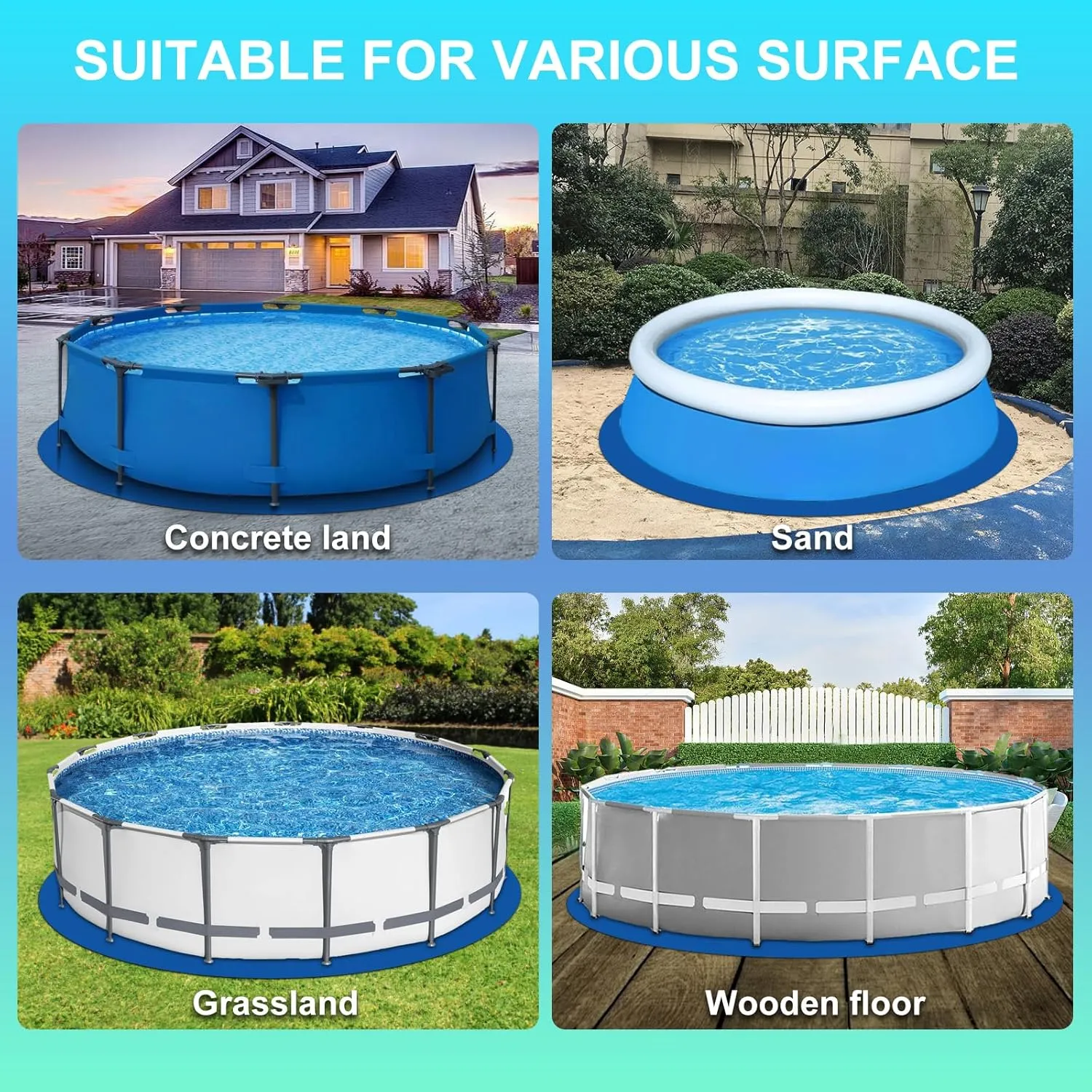 Round Pool Liner Pad, Outdoor Pool Floor Tarp Prevents Punctures and Wear, Leak-Proof, Pool Liner for Above Ground Swimming Pool, Outdoor Pool Mat (18 FT)