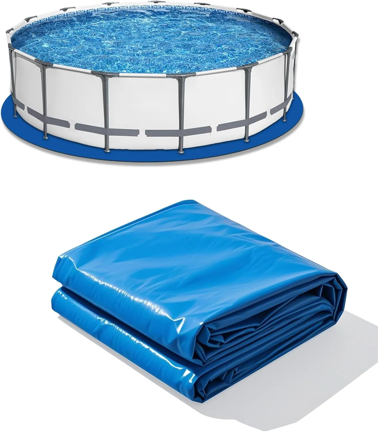 Round Pool Liner Pad, Outdoor Pool Floor Tarp Prevents Punctures and Wear, Leak-Proof, Pool Liner for Above Ground Swimming Pool, Outdoor Pool Mat (18 FT)