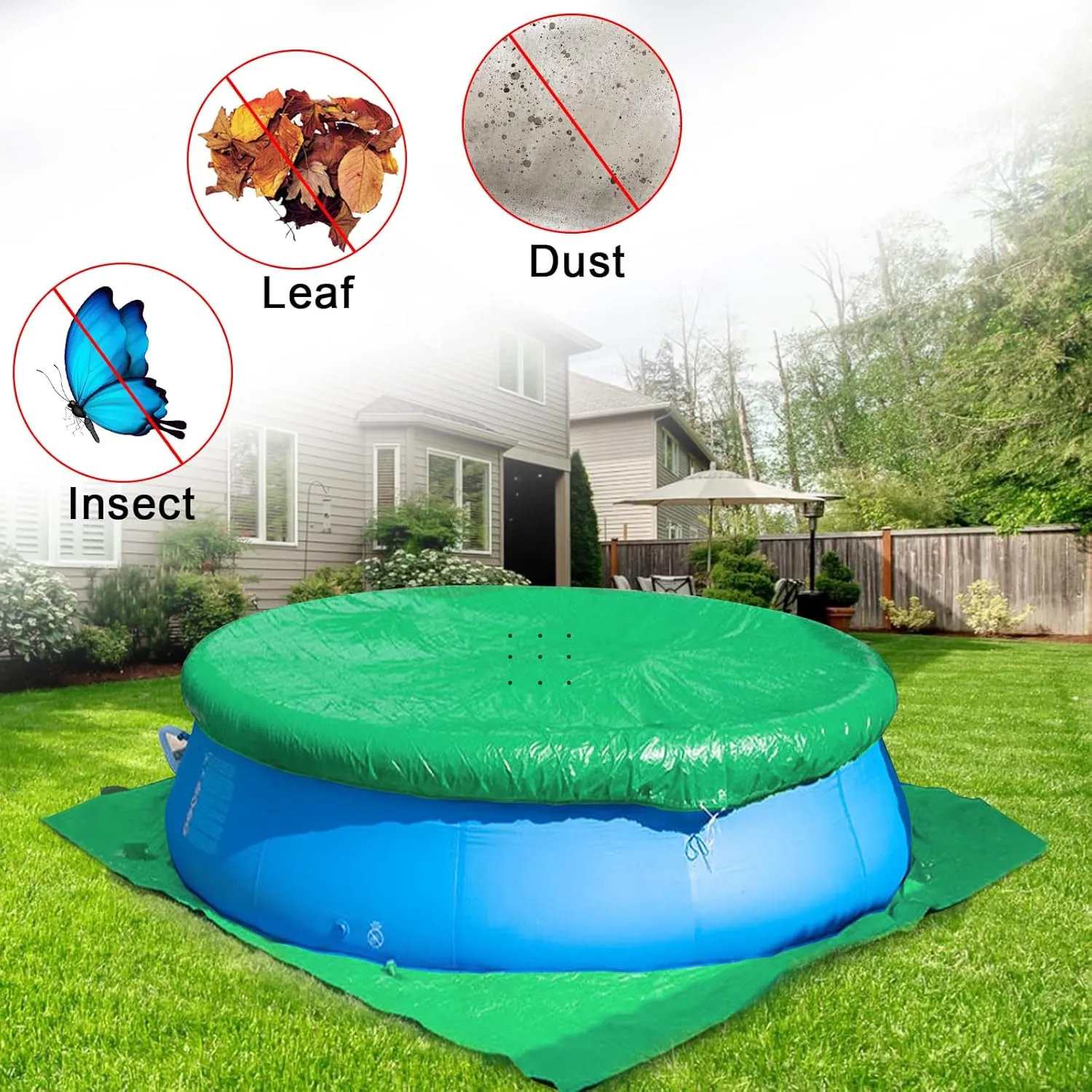 Round Pool Tarps for Above Ground Pools - Solar Cover / Liner Pad, Anti-Puncture Protector Mats (11 FT)