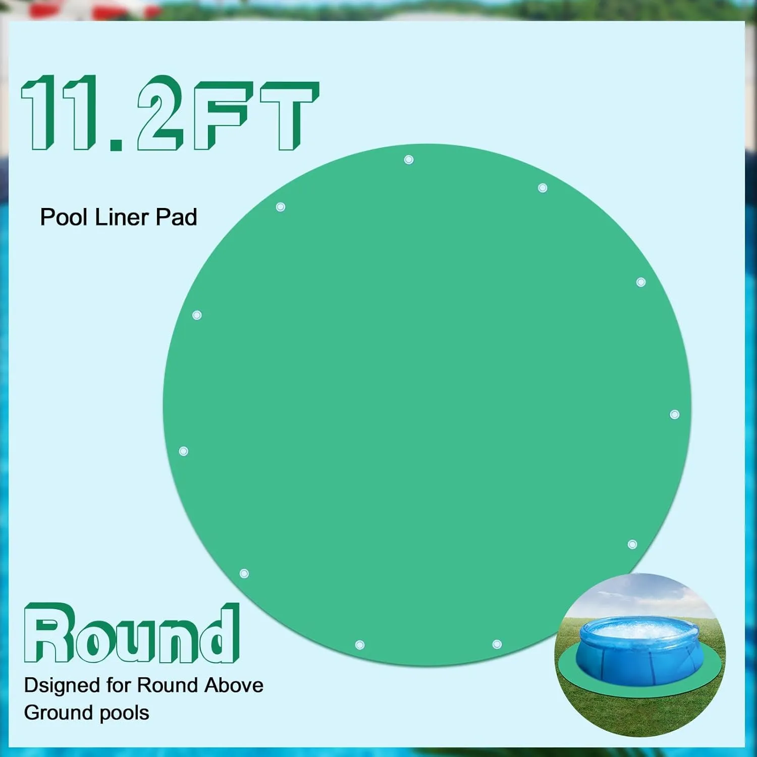 Round Pool Tarps for Above Ground Pools - Solar Cover / Liner Pad, Anti-Puncture Protector Mats (11 FT)