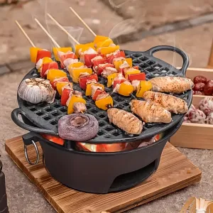 Round small charcoal barbecue grill
