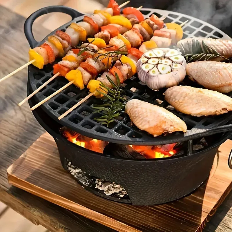 Round small charcoal barbecue grill