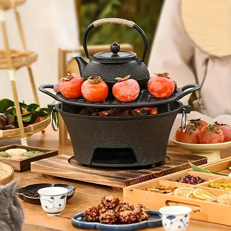 Round small charcoal barbecue grill