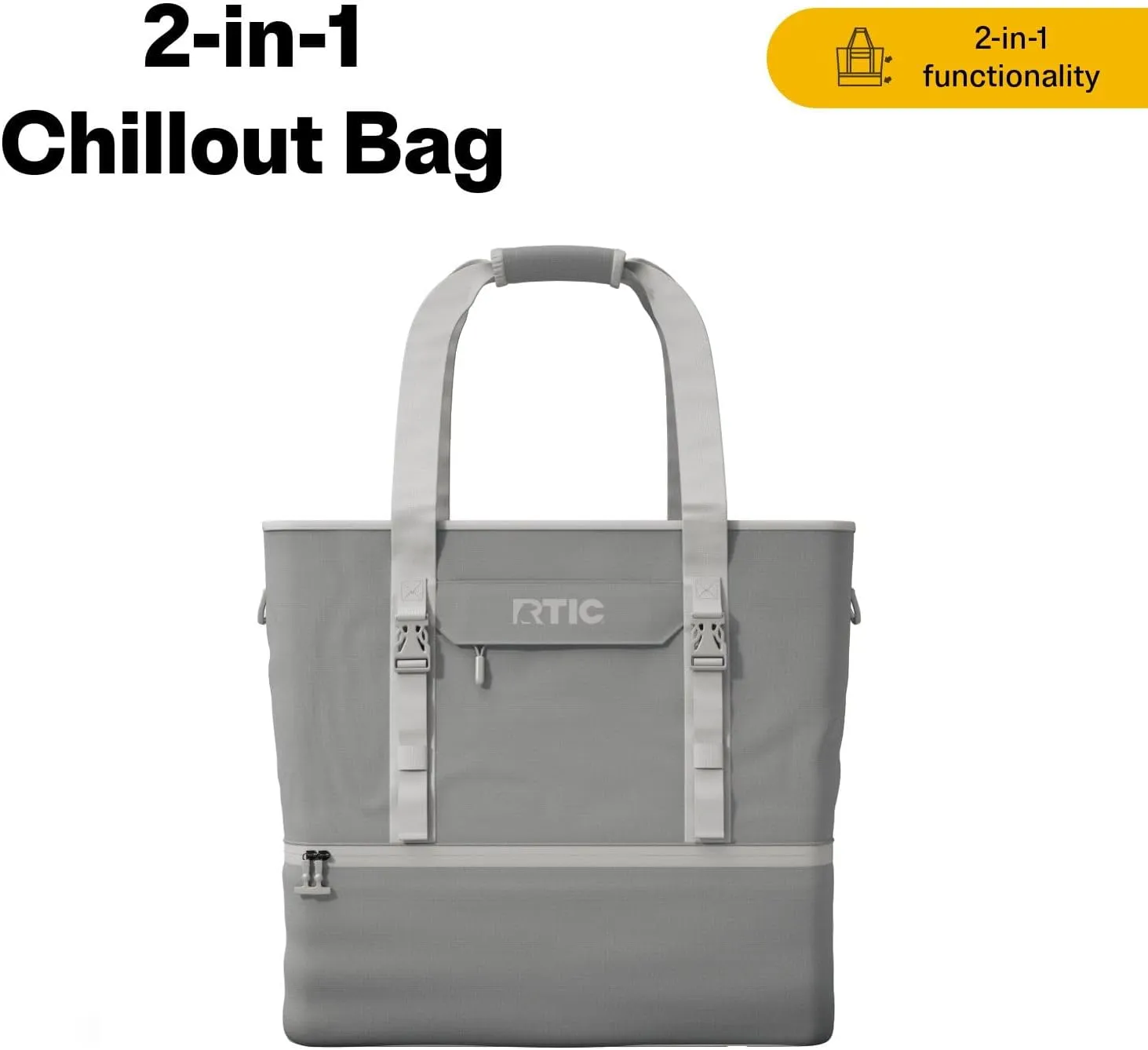 RTIC 2-in-1 Chillout Bag Soft Insulated Cooler Tote, Portable, for Lunch, Beach, Travel, Drink, Beverage, Car, Camping, Picnic, 24-Can Capacity,