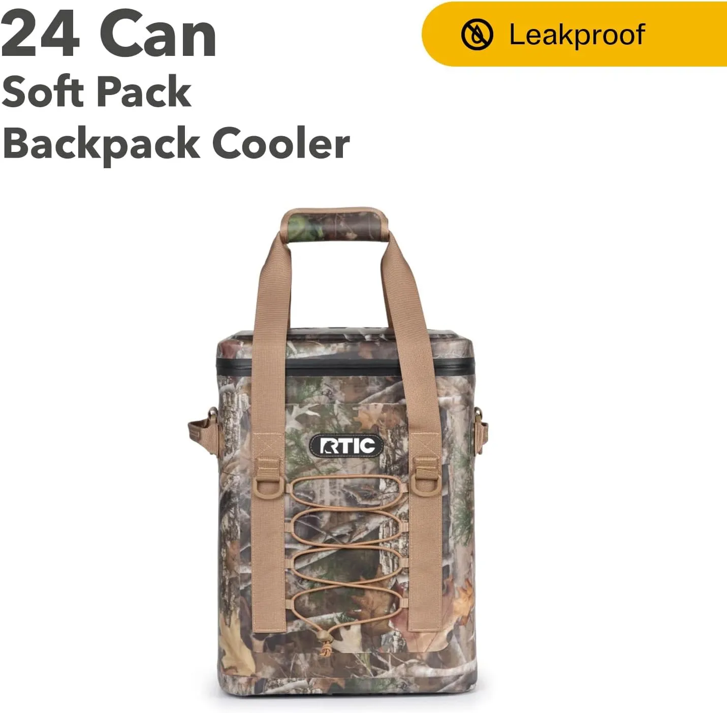 RTIC Backpack Cooler 24 Can, Insulated Portable Soft Cooler Bag Waterproof for Ice, Lunch, Beach, Drink, Beverage, Travel, Camping, Picnic, Car, Hiking