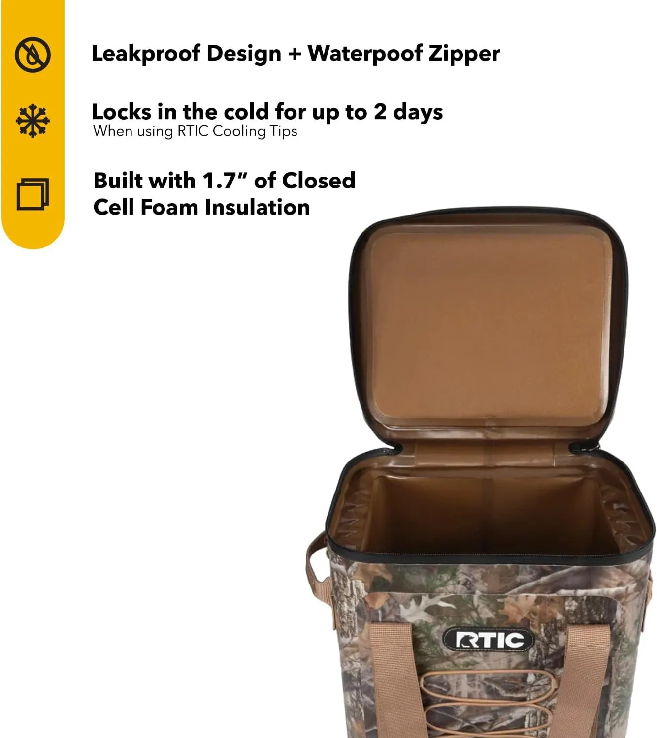 RTIC Backpack Cooler 24 Can, Insulated Portable Soft Cooler Bag Waterproof for Ice, Lunch, Beach, Drink, Beverage, Travel, Camping, Picnic, Car, Hiking