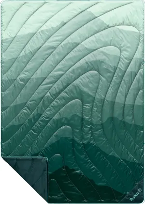 Rumpl Original Puffy Blanket - Warm Puffy Camping Blanket, 100% Recycled Polyester Insulation, Lightweight, Packable, Water-Resistant, Outdoor Puffer Blanket, 52"x75", V2, Cascade Fade - Green