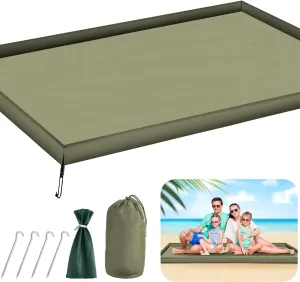 RunNico Waterproof Walled Beach Blanket, 82.6'' x 47.2'' Enclosed Beach Mat with Stakes and Storage Bag, Sandproof Ground Blanket for Outdoor Camping Picnic Hiking Travel Vacation Essentials