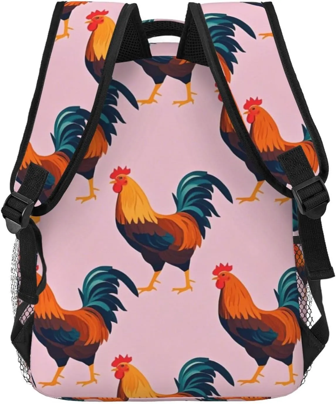 Rustic Farmhouse Chicken Rooster Art Shoulder Book Bags Polyester Multipurpose Anti-Theft Carry On Bag Large Capacity Travel Hiking & Camping Rucksack
