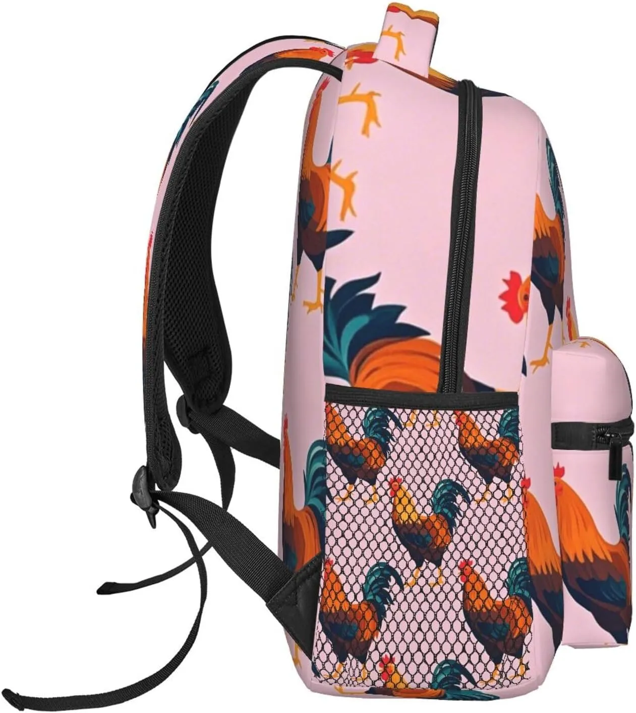 Rustic Farmhouse Chicken Rooster Art Shoulder Book Bags Polyester Multipurpose Anti-Theft Carry On Bag Large Capacity Travel Hiking & Camping Rucksack