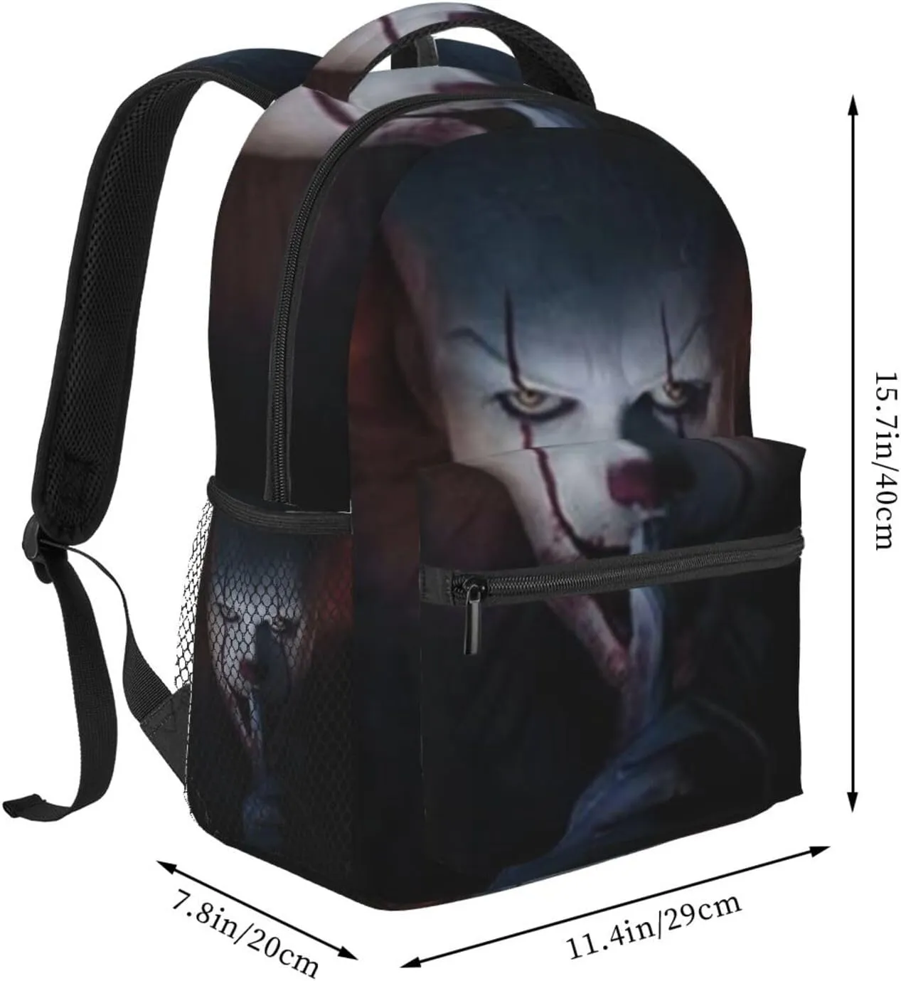 S-tephen King's IT Casual Student Backpack With Adjustable Shoulder Straps And Cushioned Back For Comfort Black