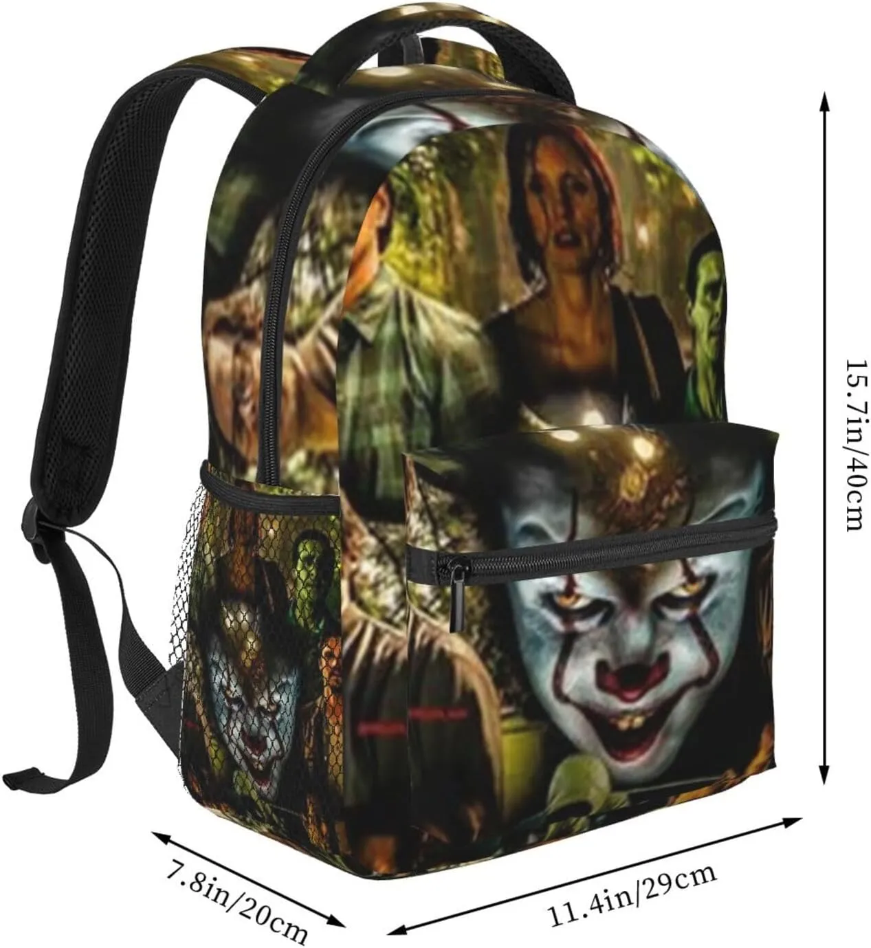 S-tephen King's IT Casual Student Backpack With Adjustable Shoulder Straps And Cushioned Back For Comfort Black