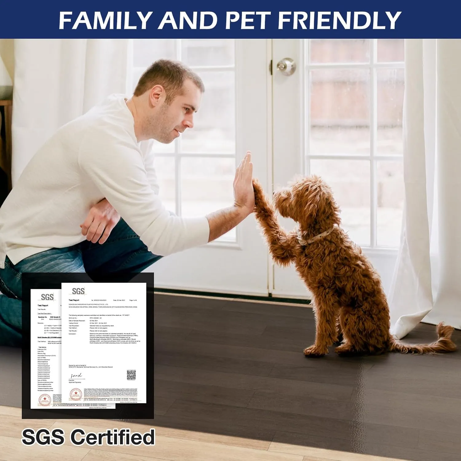 SALLOUS Floor Mat, 3' X 10' Runner Rug for Hallway, Vinyl Mat for Entryway, Area Rug for Living Room, Non-Slip Waterproof Kitchen Mat, Indoor Outdoor Floor Mat for Home (Semi-Transparent Black)