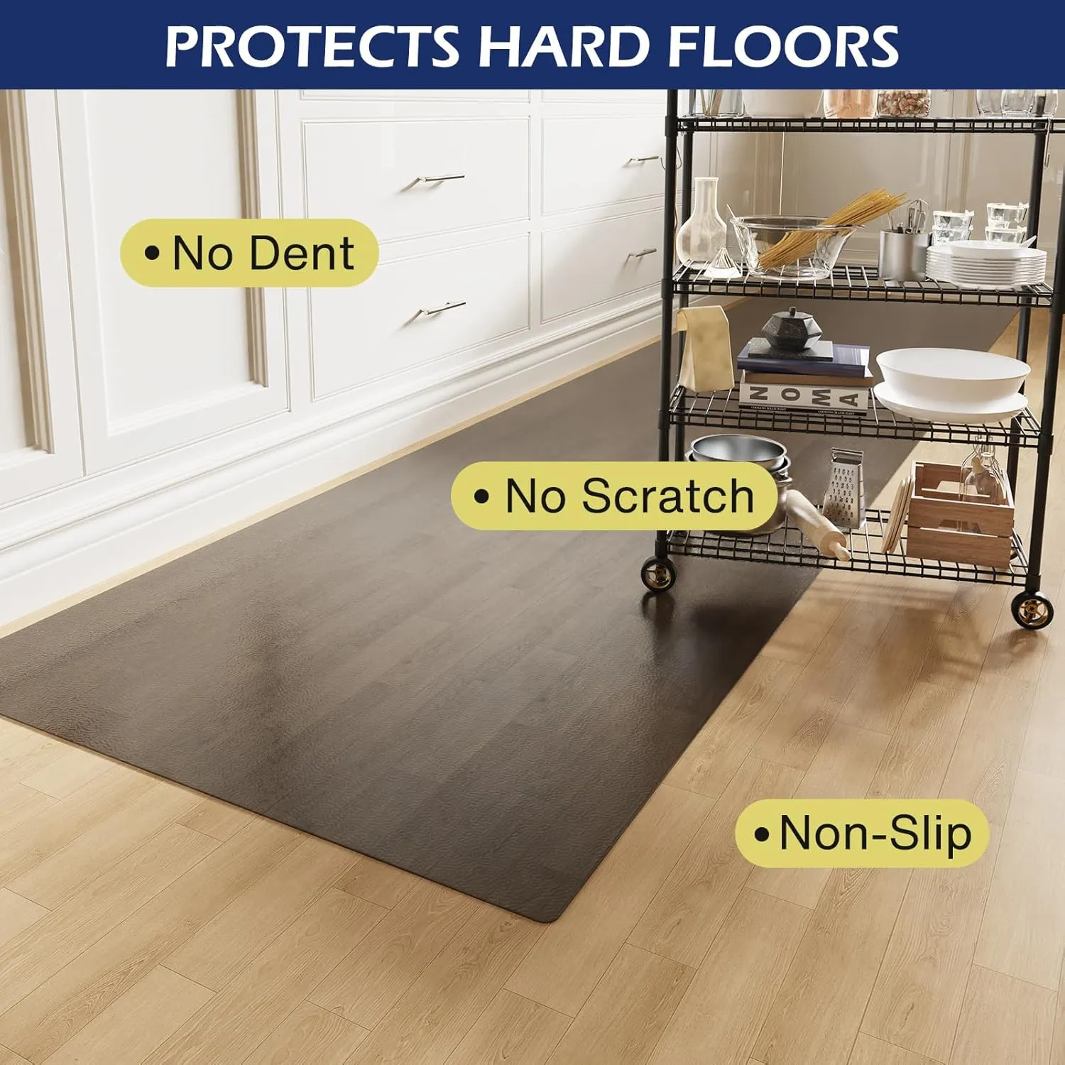 SALLOUS Floor Mat, 3' X 10' Runner Rug for Hallway, Vinyl Mat for Entryway, Area Rug for Living Room, Non-Slip Waterproof Kitchen Mat, Indoor Outdoor Floor Mat for Home (Semi-Transparent Black)