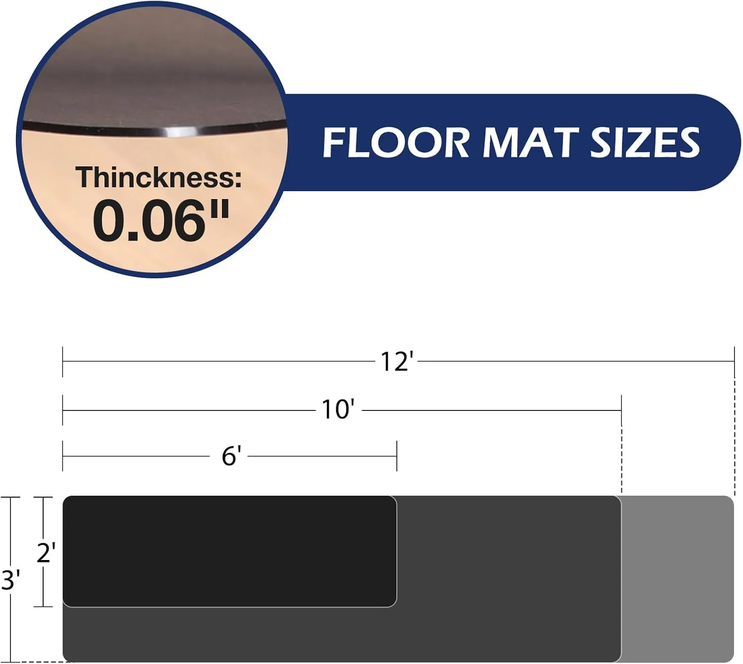 SALLOUS Floor Mat, 3' X 10' Runner Rug for Hallway, Vinyl Mat for Entryway, Area Rug for Living Room, Non-Slip Waterproof Kitchen Mat, Indoor Outdoor Floor Mat for Home (Semi-Transparent Black)