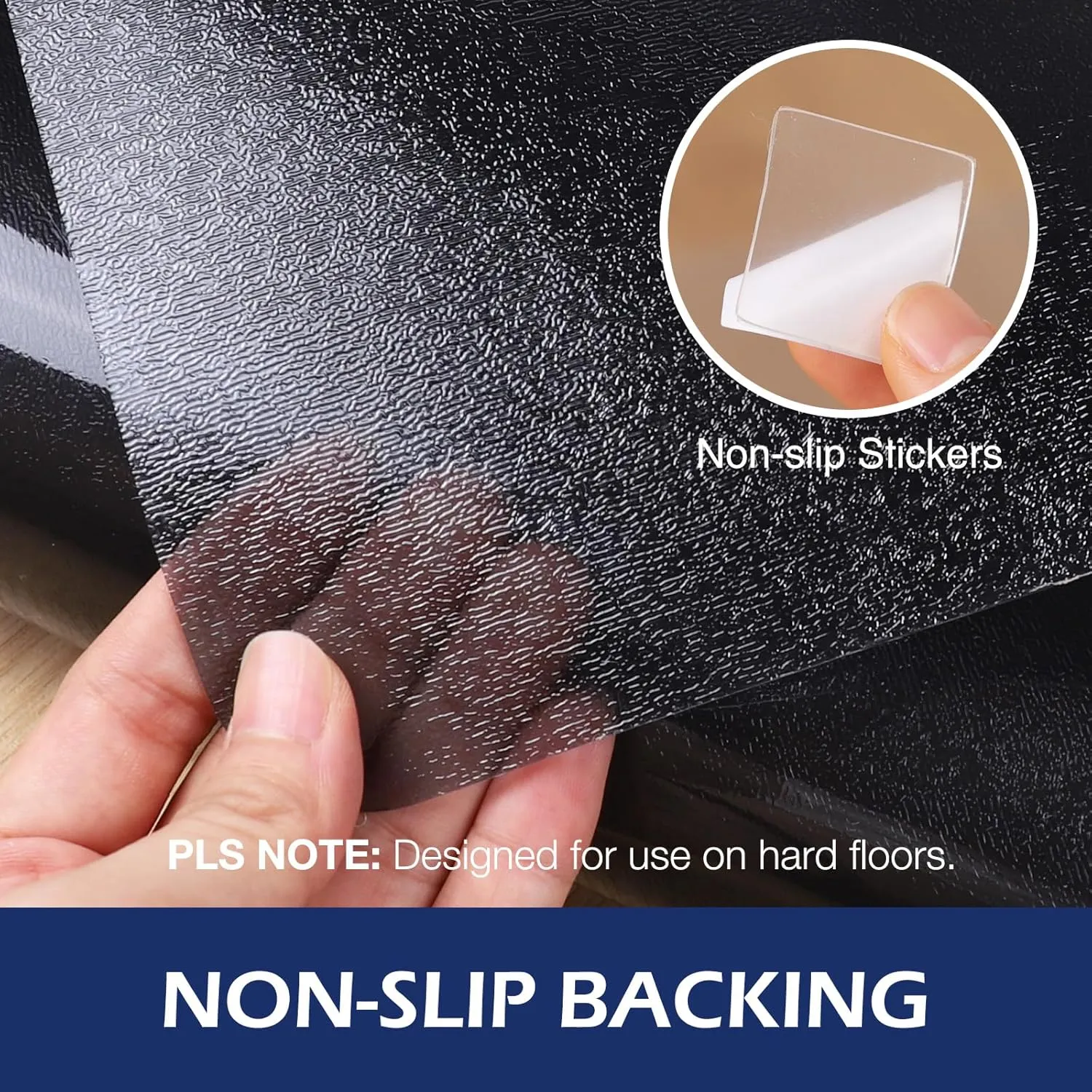 SALLOUS Floor Mat, 3' X 10' Runner Rug for Hallway, Vinyl Mat for Entryway, Area Rug for Living Room, Non-Slip Waterproof Kitchen Mat, Indoor Outdoor Floor Mat for Home (Semi-Transparent Black)