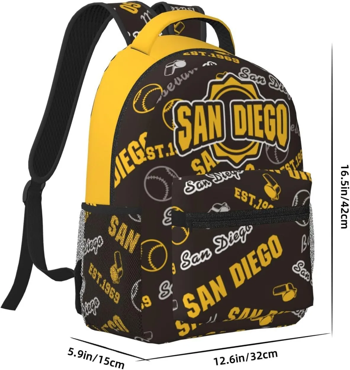San Diego Backpack for Boys and Girls, Laptop Backpack for Men and Women, Large Capacity Lightning Bookbag Waterproof Adjustable School Bags for Travel Daypack Laptop Sport Bag