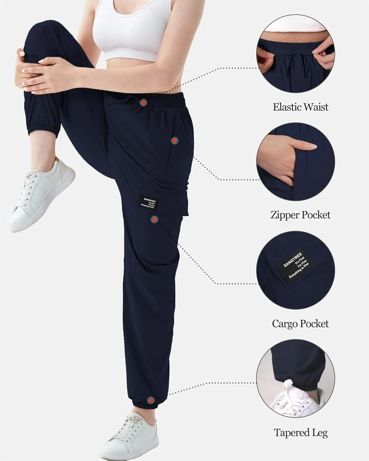 SANGTREE Girls & Women's Waterproof Outdoor Casual Cargo Jogger Pants