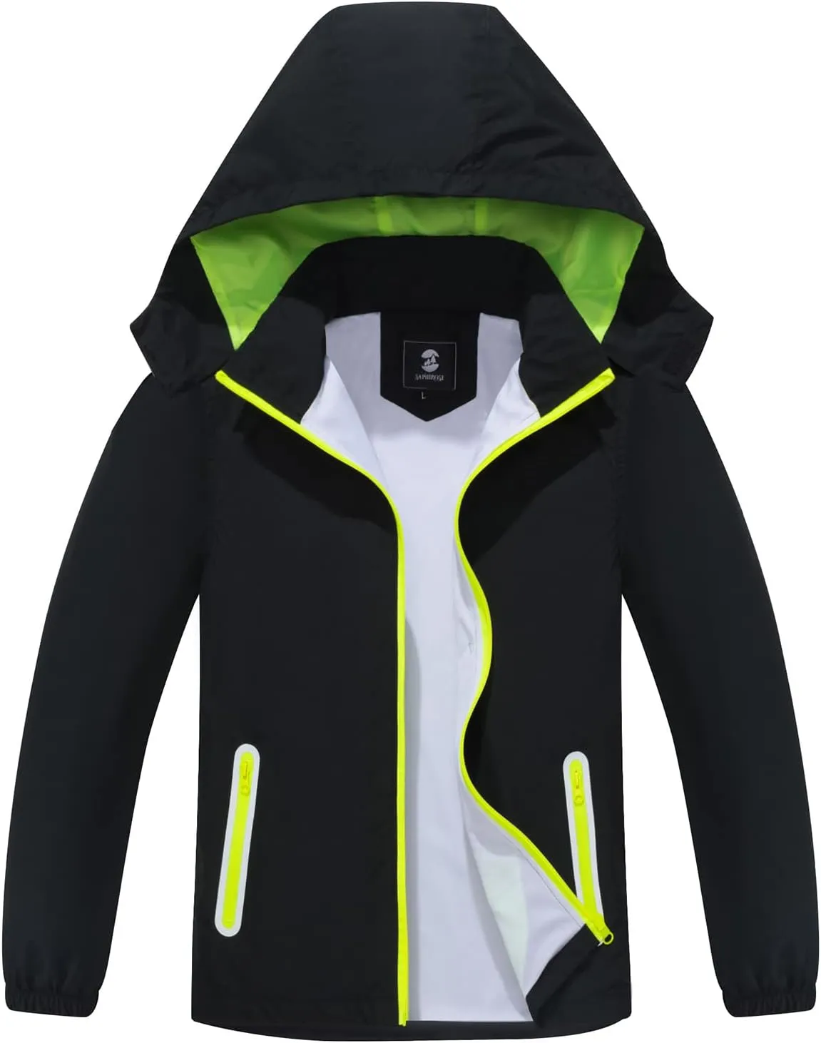 SaphiRose Kids Rain Jacket Waterproof Raincoat Mesh Lined Coat with Removable Hood for Boys Girls