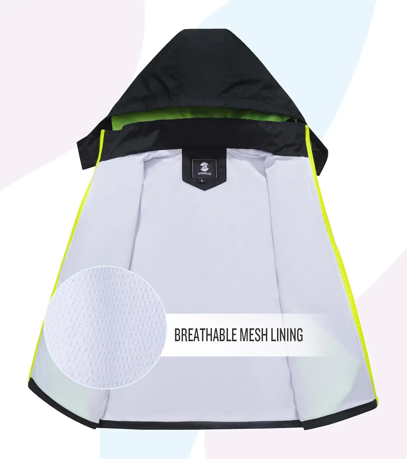 SaphiRose Kids Rain Jacket Waterproof Raincoat Mesh Lined Coat with Removable Hood for Boys Girls