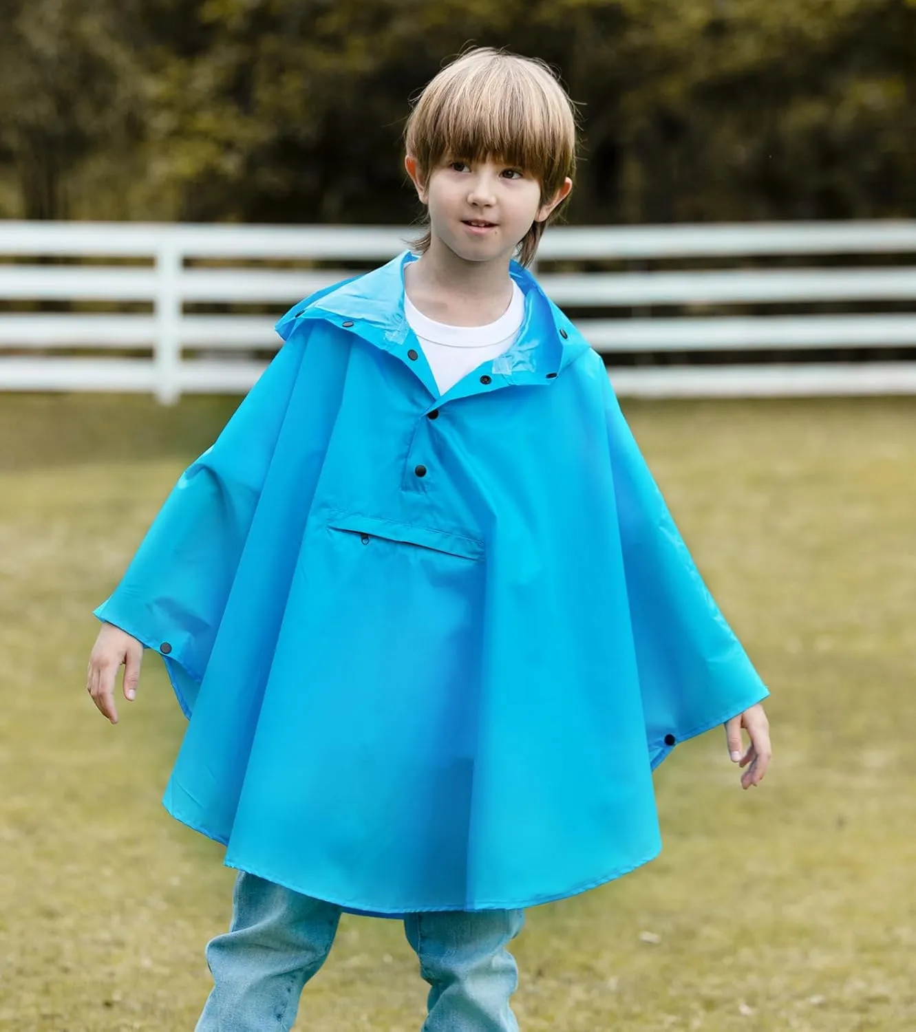 SaphiRose Lightweight Kids Rain Poncho Jacket Waterproof Outwear Rain Coat