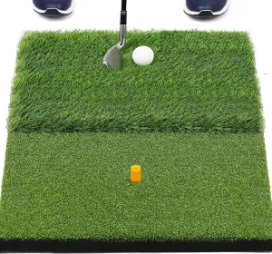 SAPLIZE Foldable Heavy-Duty Golf Hitting Mat, Practice Mat with 10mm EVA Rubber Backing, Larger Size for Indoor/Outdoor Swing and Chipping Practice, Anti-Deformation