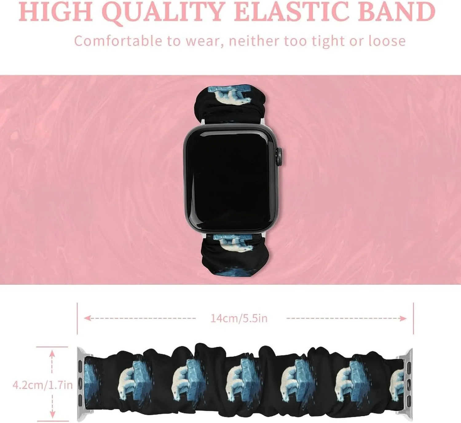 Save Bears Melting Glaciers Fashion Watch Strap Scrunchies Wristbands Compatible With IWatch Series
