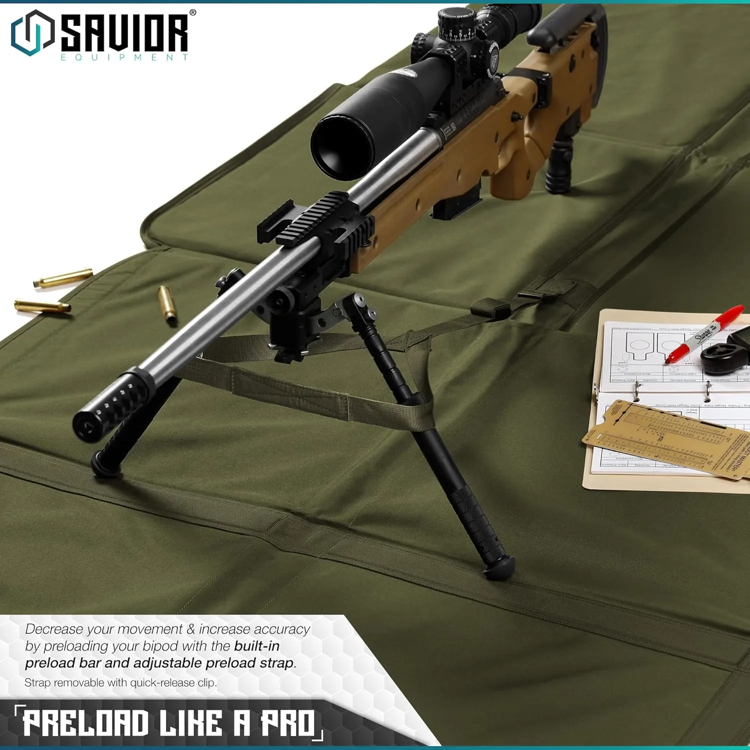 Savior Equipment Tactical Quick Release All-Purpose Shooting Mat, Deluxe Padded Foldable Design w/Carrying Handle, Bipod Preload, Extended Dust Mat