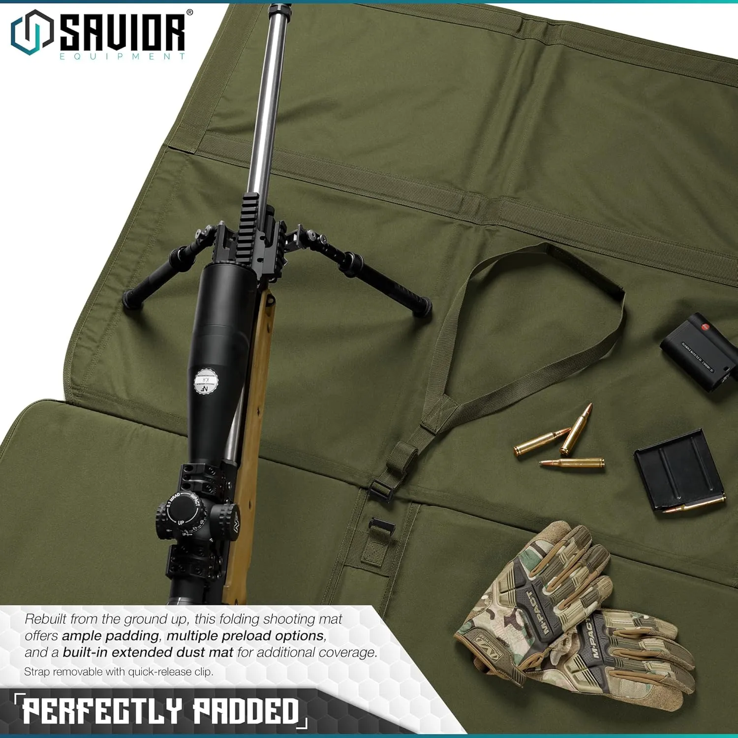 Savior Equipment Tactical Quick Release All-Purpose Shooting Mat, Deluxe Padded Foldable Design w/Carrying Handle, Bipod Preload, Extended Dust Mat