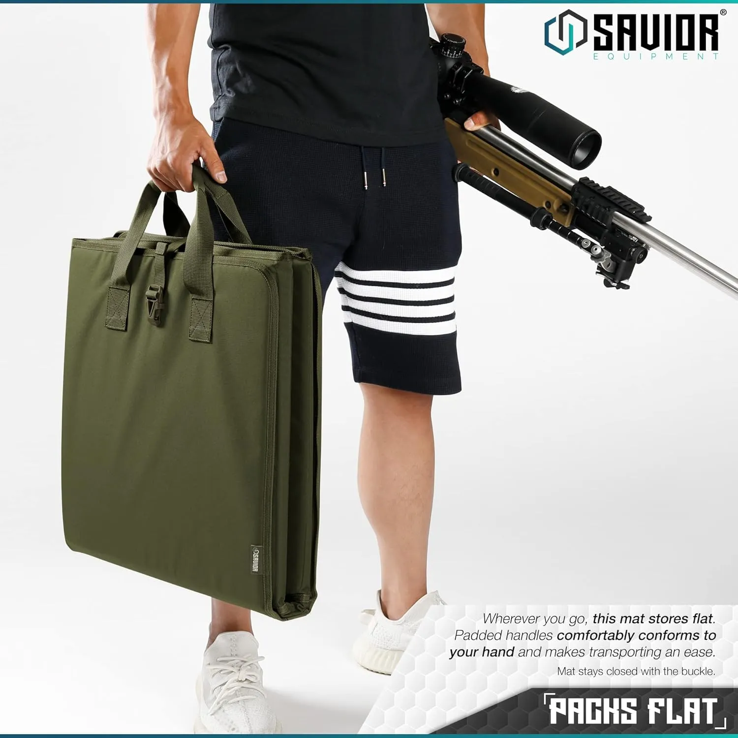 Savior Equipment Tactical Quick Release All-Purpose Shooting Mat, Deluxe Padded Foldable Design w/Carrying Handle, Bipod Preload, Extended Dust Mat