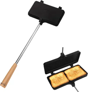 SAVITA Double Pie Iron for Camping Aluminum Alloy with Long Handle, Portable Removable Double Sandwich Maker Toaster Campfire Camp Cooker Pie Iron Camping Cookware for Outdoor Camping Picnic
