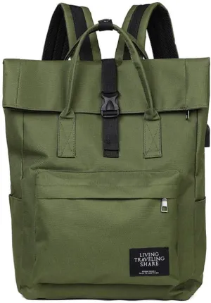School bags backpacks roll-up campus backpacks for men and women 16-inch computer bags large backpacks-green_16 inch