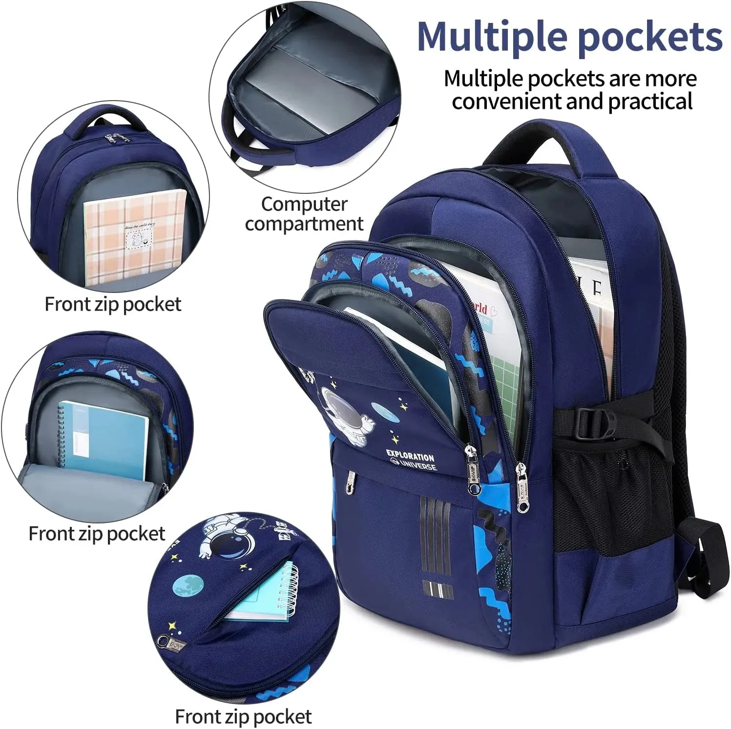 School School Primary Gifts,Blue Bookbags Kids Boys School Backpack Bags Trustworthy service Middle Elementary Spaceman for Sturdy Shipping updates Lightweight School