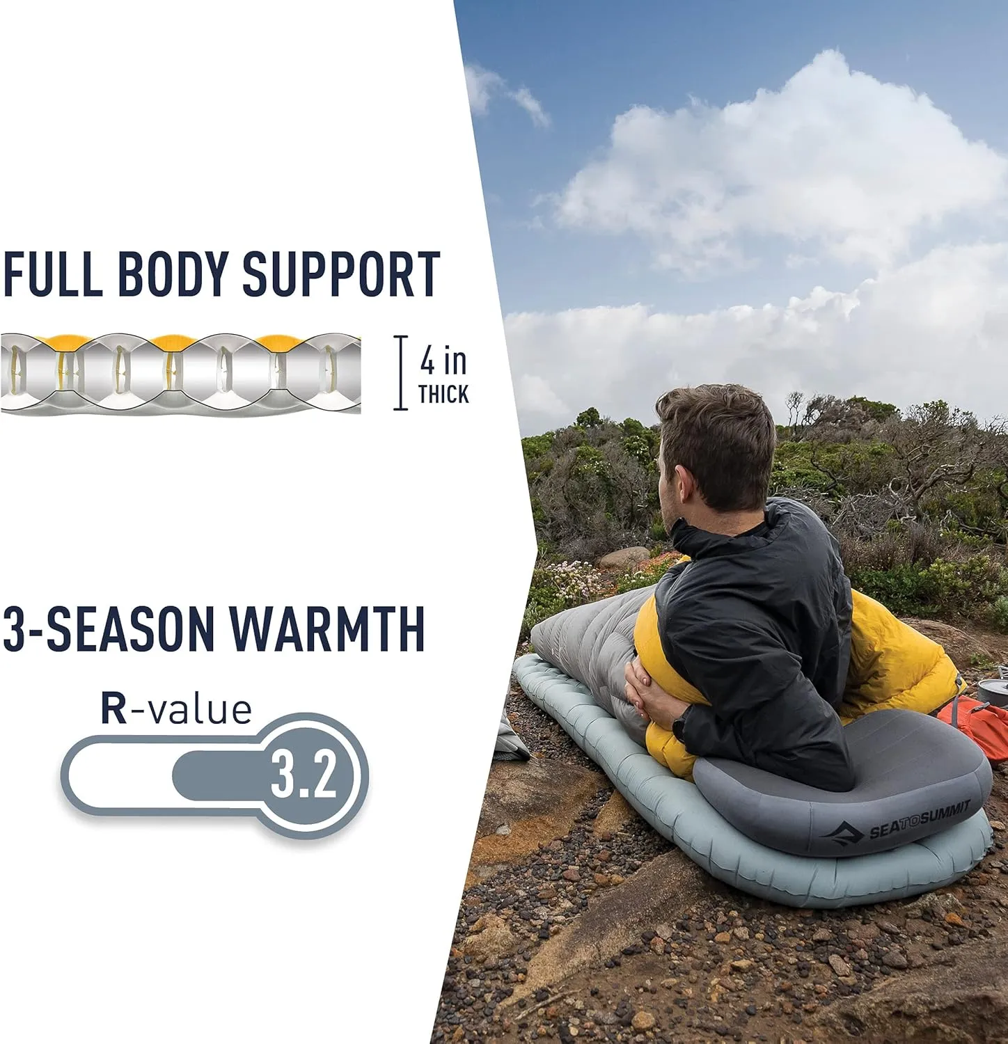 Sea to Summit Ether Light XT Extra-Thick Insulated Sleeping Pad, Tapered - Large (78 x 25 x 4 inches)