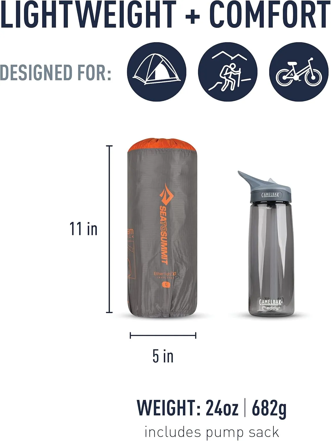 Sea to Summit Ether Light XT Extra-Thick Insulated Sleeping Pad, Tapered - Large (78 x 25 x 4 inches)