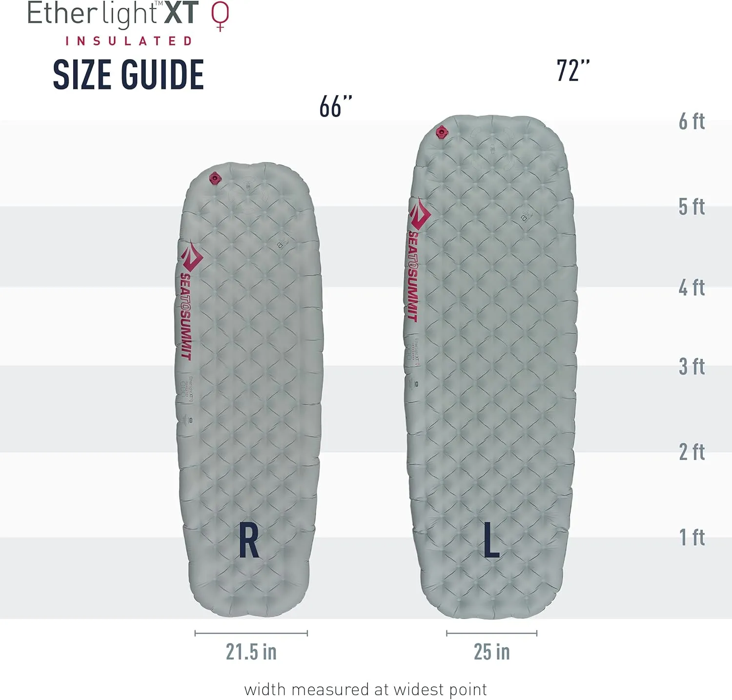 Sea to Summit Ether Light XT Extra-Thick Insulated Sleeping Pad, Women's Regular (66 x 21.5 x 4 inches)